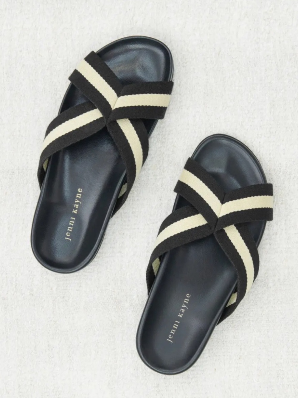 Jenni Kayne Sandals Black Cream Stripe EU 38